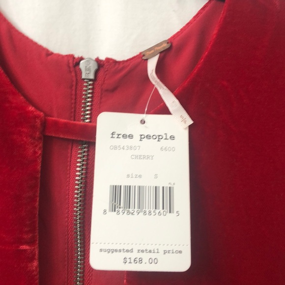 NWT Free People Soft Focus Red Velvet Mini Dress S - Picture 5 of 8